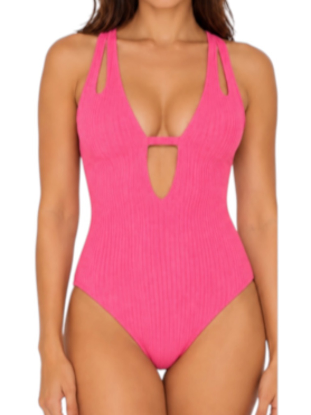 BECCA Color Prism Women’s Ribbed One Piece Swimsuit Small